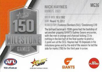 2022 Select AFL Footy Stars - AFL Milestone Games #MG36 Nick Haynes Back